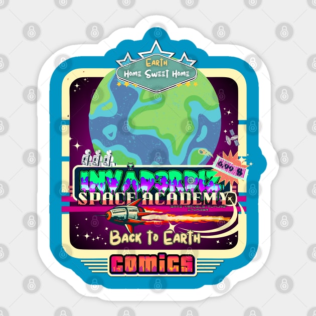 Invad3rDiz Comics - Space Academy (Back to Earth Home Sweet Home) Sticker by Invad3rDiz